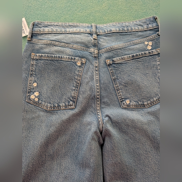 Old Navy Blue Floral Embroidered Wide Leg Jeans - Picture 3 of 6